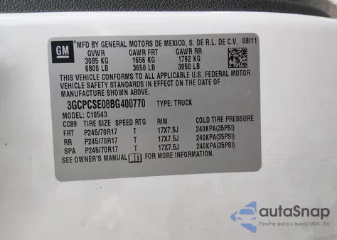 2011 Chevrolet Silverado 1500 Lt z USA, uszkodzony, nr VIN 3GCPCSE08BG400770